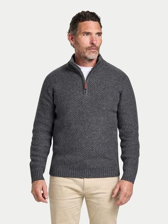 Raging Bull Chunky Textured Quarter Zip Knit Jumper in Dark Grey Marl at Nordstrom, Size Xxx-Large