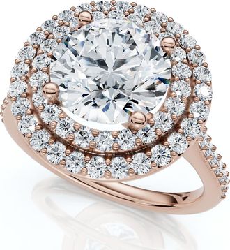 Pompeii3 Certified 2 1/2Ct Double Halo Diamond Engagement Ring 14k Gold or Pt Lab Grown