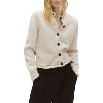 Mango Crewneck Cardigan in Ecru at Nordstrom, Size X-Small