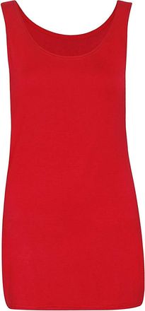 Purple Hanger Womens Scoop Neck Sleeveless Ladies Long Soft Stretch Plain Vest Casual Strappy T-Shirt Top Red Size 22 - 24 (XXXL)