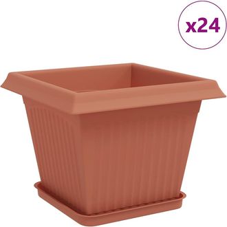 vidaXL Macetas 24 Uds. Rojo Ladrillo Pl&aacute;stico Vidaxl
