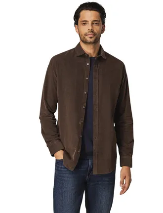 State of Art overhemd bruin corduroy semi-wide collar