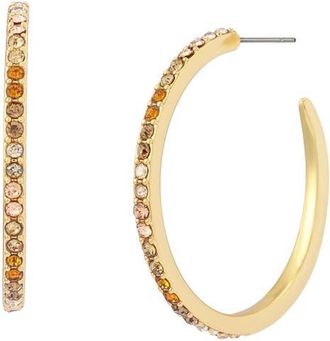 Kurt Geiger Pav&eacute; Medium Hoop Earrings in Gold/Neutral at Nordstrom