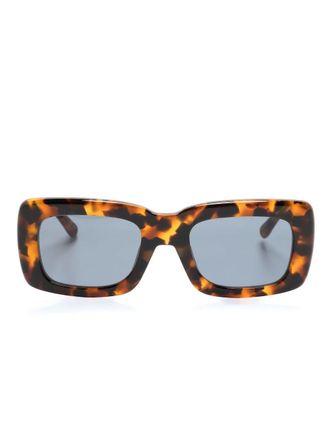 The Attico Occhiali da sole Marfa con effetto tartarugato Linda Farrow x The Attico - Marrone