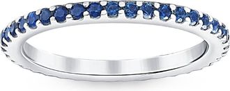 Pompeii3 3/4Ct Blue Sapphire Stackable Ring Wedding Band 10k White Gold