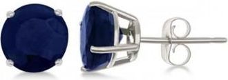 Allurez Blue Sapphire Stud Earrings Sterling Silver Prong Set (3.20ct)