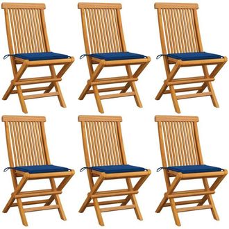 vidaXL Vidaxl - Sillas De Jard&iacute;n 6 Uds Con Cojines Azul Real Madera De Teca