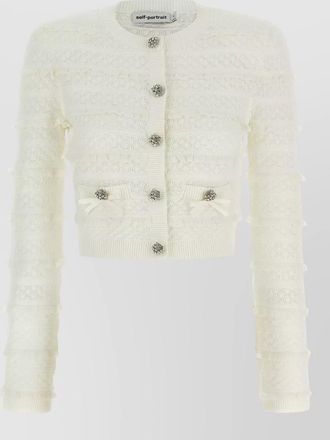 Self Portrait pointelle knit cropped cardigan