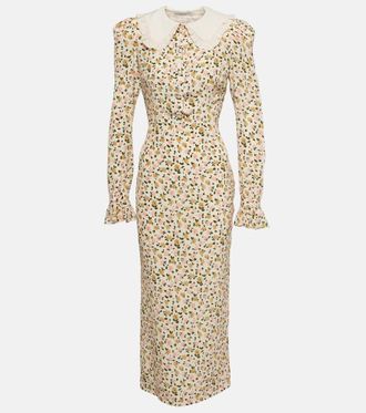 Alessandra Rich Floral silk midi dress