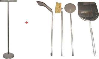 Far Kit Supporto Reggi Pala Pizza Forno A Legna 6 Posti Portapale H150 + Pale 4 Pz