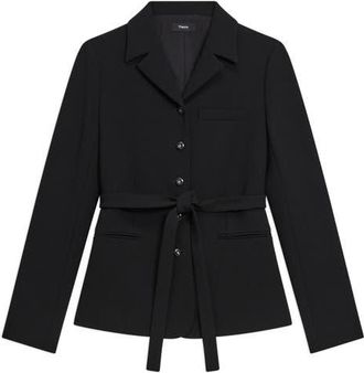 Theory Tie Waist Jacket in Black at Nordstrom, Size 10