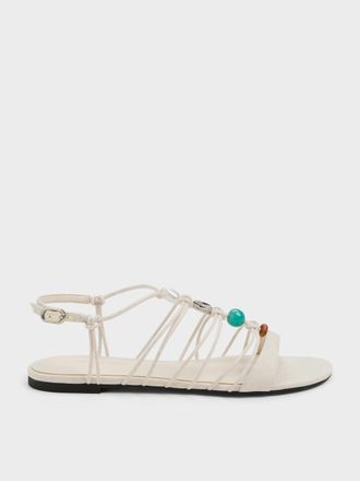 Charles & Keith Georgie Linen Bead Strappy Sandals