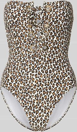 Michael Kors Badeanzug mit Schn&uuml;rung Modell SMALL LEOPARD LACE UP ONE in Black, Gr&ouml;&szlig;e 36