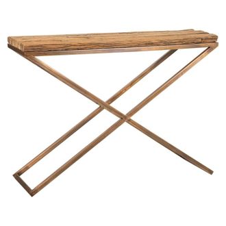 Wanderlust Deco Wanderlust Deco - Recibidor De Madera Y Metal Marr&oacute;n 112x37x82
