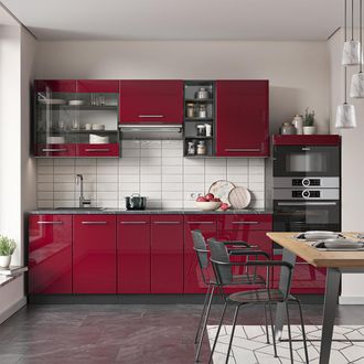 Vicco Mueble De Cocina Fame-line, Burdeos Brillo Intenso/antracita, 280 Cm, Et Antracita