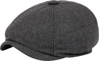 Generic Herringbone Twill Beret for Men and Women Autumn and Winter Retro Hat Forward Hat Trend N Hat (Dark Gray, M)