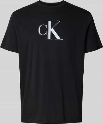 Calvin Klein Jeans Regular Fit T-Shirt aus reiner Baumwolle mit Logo-Print in Black, Größe L