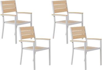 Beliani Beliani - Garden Dining Chair Aluminium Frame Plastic Wood Seat Stackable Patio Furniture Beige Wood Prato