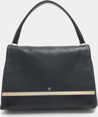 Carolina Herrera Camelot Blue Leather Top Handle Bag