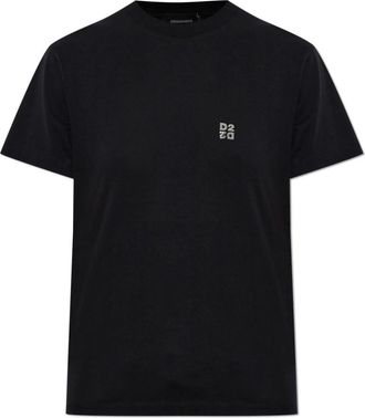 Dsquared2 T-shirt met logo-applicatie - Dames - T-shirts - Zwart - L - Katoen - Tops