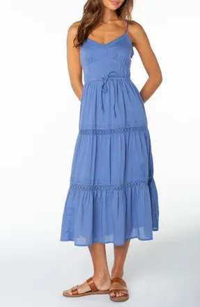 Roxy Azalea Cotton Midi Sundress in Dutch Blue at Nordstrom, Size X-Small