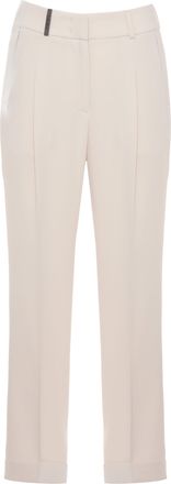 PESERICO Beige Embellished Straight-Leg Pants