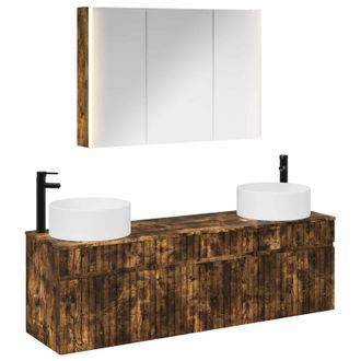 vidaXL Juego De Muebles De Ba&ntilde;o 4 Uds. Roble Ahumado Vidaxl