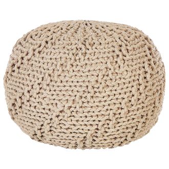 Beliani Otomana De Algod&oacute;n Beige 50 X 35 Cm Puf Reposapi&eacute;s Bolas Eps Moderno Priene