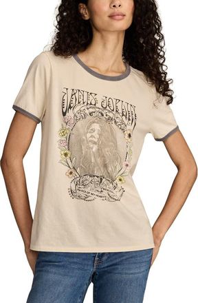Lucky Brand Floral Janis Joplin Graphic Ringer T-Shirt in Bone White at Nordstrom, Size X-Small