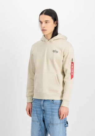 Alpha Industries Hoodie ALPHA INDUSTRIES Signature Backprint Hoodie, Herren, Gr. XL, weiss (vintage wei&szlig;), Obermaterial: 80% Baumwolle, 20% Polyester, regular fit, Swe