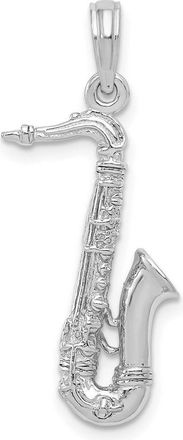 Diamond2Deal 14K White Gold Solid Polished 3-D Saxophone Charm Pendant