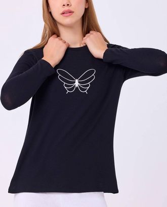 French Kyss Butterfly Detail Top In Black/ivory