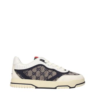 Gucci Re Web Herrens Sneakers Beige/Blauer Stoff