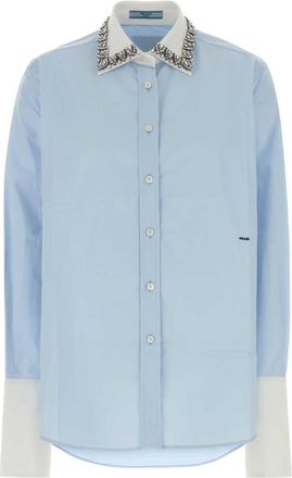 Prada Light Blue Regular Embellished Shirt