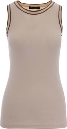 Fabiana Filippi Beige Solid Round Neck Top