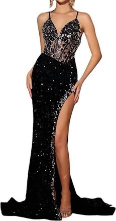 Portia & Scarlett Cut Glass Sequin Prom Dress In Black