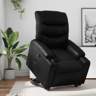 vidaXL Sill&oacute;n Reclinable Elevable Cuero Artificial Negro Vidaxl
