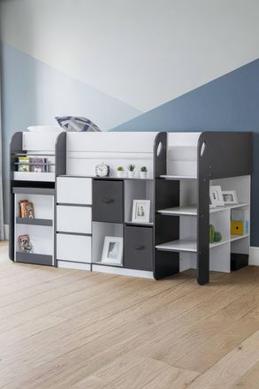Julian Bowen Saturn Midsleeper Cabin Bed with Desk in White | Size: Single
