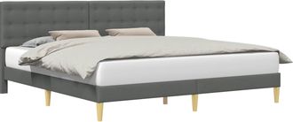 vidaXL Estructura De Cama Con Cabecera Gris Oscuro 180 X 200 Cm Tela Vidaxl