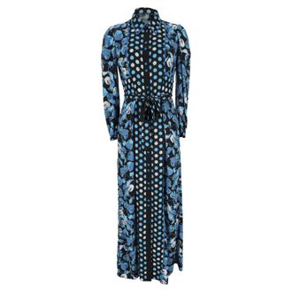 Diane Von F&uuml;rstenberg Diane Von Furstenberg Joshua Floral-Print Maxi Dress in Blue Polyester