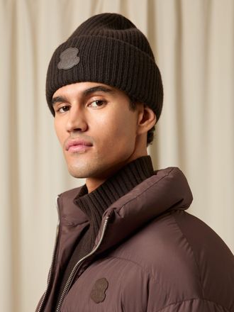 Reiss Brown Monogram Appliqu&eacute; Wool Beanie