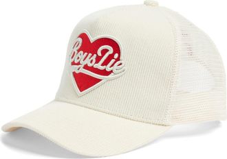 Boys Lie Signature Corduroy Trucker Hat in White at Nordstrom