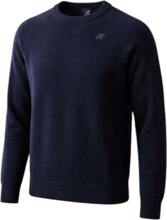 K-Way Ronde hals gebreid - Heren - Ronde hals truien - Blauw - S - Wol - Truien & Vesten