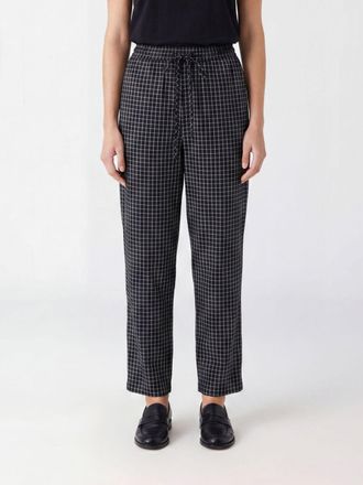 Dunst Straight Leg Check Trousers in Cotton Blend with Elasticated Waist