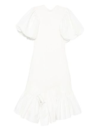 Rokh puff-sleeve ruffled dress - women - Fabric - 40 - White