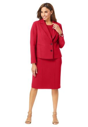 Jessica London Stretch Crepe Single Breasted Jacket Dress in Classic Red at Nordstrom, Size 14