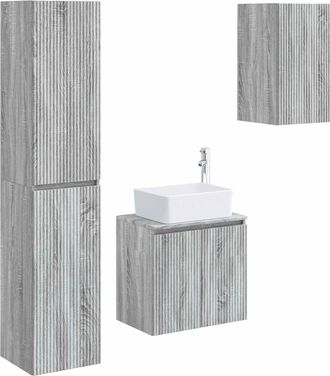 vidaXL Juego De Muebles De Ba&ntilde;o 3 Uds. Sonoma Gris 33 X 34,5 X 160 Cm Vidaxl