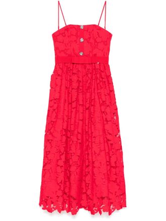 Nissa floral-lace midi dress - women - Polyester/Polyester - 40 - Red