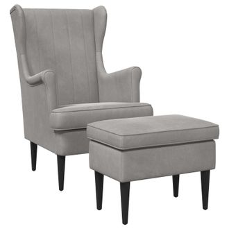 vidaXL Sill&oacute;n Con Pouf 2 Uds. Gris Claro Terciopelo Vidaxl