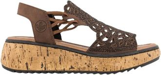 Rieker Schoenen, Dames, Bruin, 41 EU, Leer, Plateau Sandaal